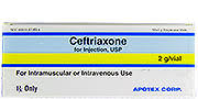 Rx Item-Ceftriaxone 2GM 10X20 ML Single Dose Vial by Apotex Pharma USA 