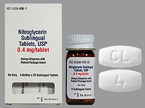 Rx Item-Nitroglycerin SL 0.4MG SL 4X25 Tab by DR Reddys Lab USA 