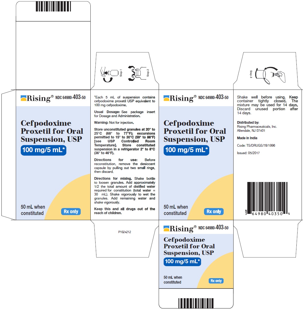 Rx Item-Cefpodoxime 100MG/5ML 100 ML Suspension by Rising Pharma USA 