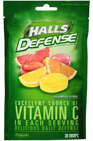 Pack of 12-Halls Defense Bag Asst Citrus Lozenge 30 By Mondelez Global USA 
