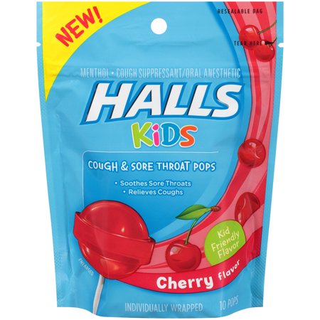 Pack of 12-Halls Kids Pops Bag Cherry Lozenge 10 By Mondelez Global USA 