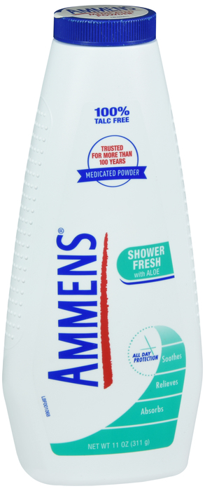 Pack of 12-Ammens Shower Fresh Medicated Powder Talc Free Powder 11 oz By Idelle Labs Ltd USA 