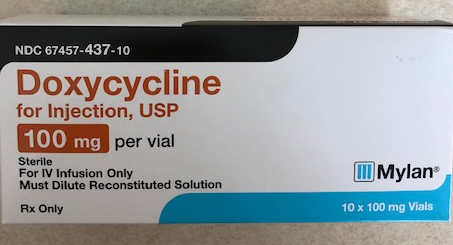 Rx Item-Doxycycline 100MG 10 Vial by Mylan Institutional Pharma USA 