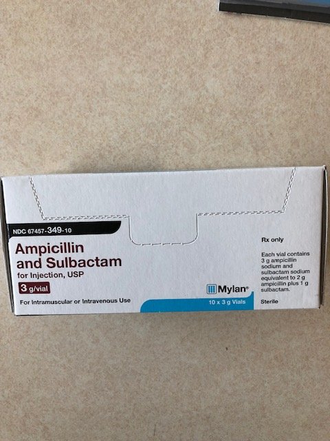 Rx Item-Ampicillin Sodium 3GM 10 Vial by Mylan Institutional Pharma USA 