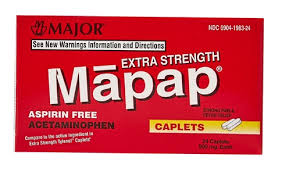 Acetaminophen Caplet 500 mg 50 By Major Pharma USA 
