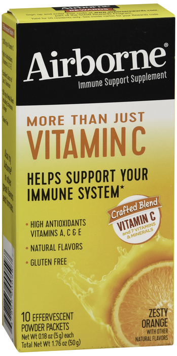 Airborne On -The-Go Pack Zest Orange Powder 10 By RB Health  USA 