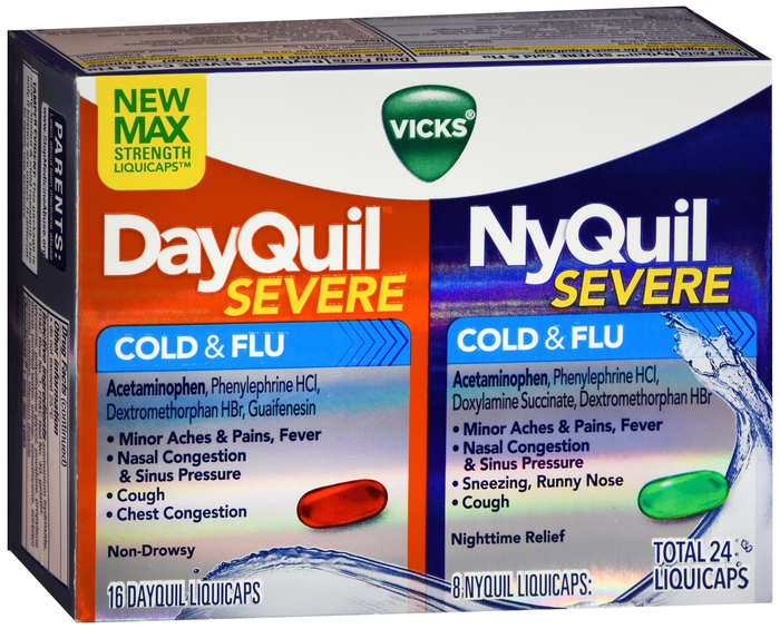 Pack of 12-Dayquil/Nyquil Severe Combo Liqicap Liquicaps 24 By Procter & Gamble Dist Co USA 