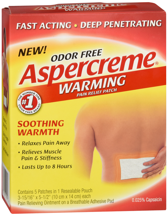 Pack of 12-Aspercreme Warming Patch 5 By Chattem Drug & Chem Co USA 