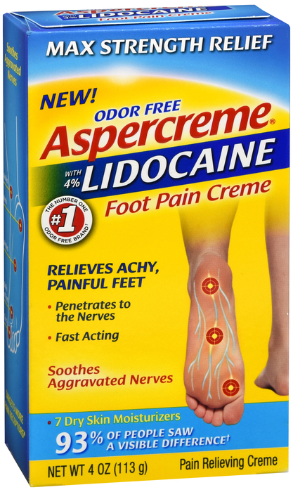 Pack of 12-Aspercreme With Lidocaine Foot Pain Cream 4 oz By Chattem Drug & Chem Co USA 