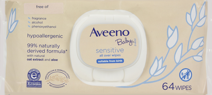 Aveeno Baby Allover Sensitive Wipes 64 By J&J Consumer USA 