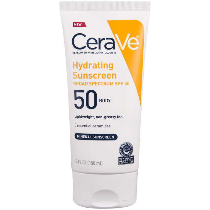 CERAVE SPF 50, HYDRATING MINERAL SUNSCREEN BODY LOTION 5OZ