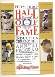 Thumbnail of 1992 53rd Baseball Hall Of Fame Induction Program