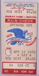 Thumbnail of 1976 Boston Red Sox Opening Day Ticket Stub RARE