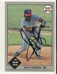 Thumbnail of alex ochoa signed Autographed baseball card 1991 front row