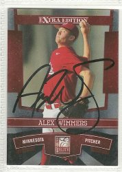 Thumbnail of alex wimmers signed Autographed baseball card 2010 donruss elite extra edition