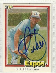 Thumbnail of bill lee signed autographed Baseball card 1981 donruss