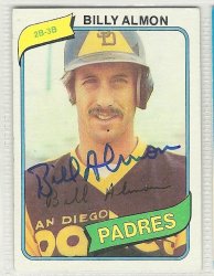 Thumbnail of billy almon signed autographed baseball card 1980 topps