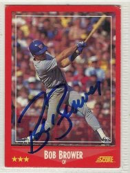 Thumbnail of bob brower signed autographed baseball card 1988 score