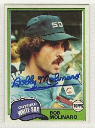 Thumbnail of bob molinaro signed autographed baseball card 1981 topps