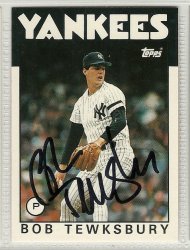 Thumbnail of bob tewksbury signed autographed baseball card 1986 topps traded