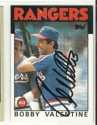 Thumbnail of bobby valentine signed autographed baseball card 1986 topps