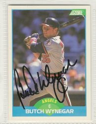 Thumbnail of butch wynegar signed autographed baseball card 1989 score