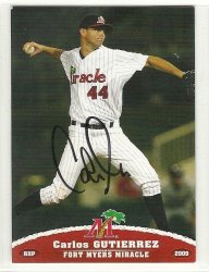 Thumbnail of Carlos Gutierrez signed autographed baseball card 2009 Fort Myers Miracle