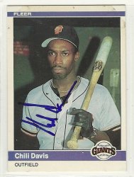 Thumbnail of chili davis signed autographed baseball card 1984 fleer