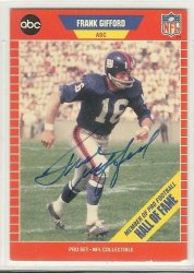 Thumbnail of frank gifford signed autographed football card 1989 pro set HOF