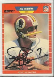 Thumbnail of joe theismann signed autographed football card 1989 pro sett