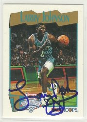 Thumbnail of larry johnson signed autographed basketball card 1991 hoops