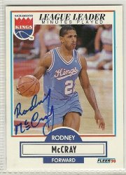 Thumbnail of rodney mccray signed autographed basketball card 1990 fleer