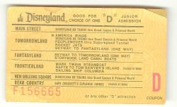 Thumbnail of Disneyland Junior D attraction Used ticket Rare Pre 1970