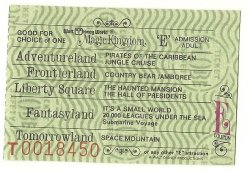 Thumbnail of Walt Disney World Adult E Attraction Used ticket Rare 1970's