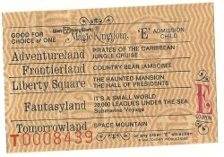 Thumbnail of Walt Disney World Child E Attraction Used ticket Rare 1970's