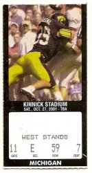 Thumbnail of 2001 oct 27th Ticket Stub iowa vs michigan