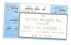 Thumbnail of 1984 seattle Mariners Opening day ticket Stub Vs Toronto
