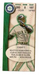 Thumbnail of 1998 seattle Mariners Opening day ticket Stub Vs Cleveland