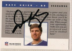 Thumbnail of Dave Krieg signed autographed Football card