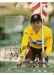 Thumbnail of lance armstrong Autographed Cancer Promo Poster Signed Cycling