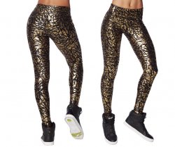 Zumba Find Your Shine Perfect Long Leggings Med, XXL - Black & Gold