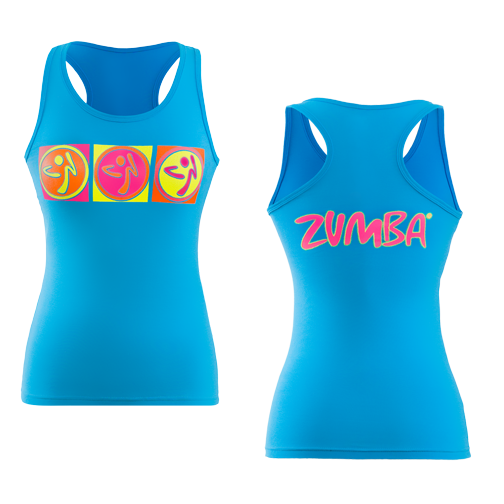 Zumba Pop Art Racerback Tank Top size XL Blue