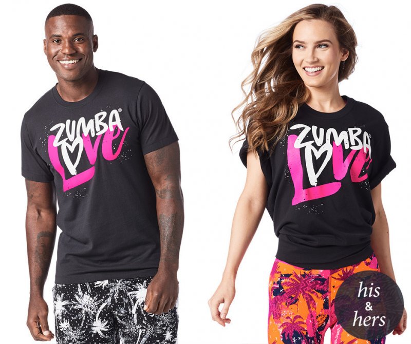 Zumba Zumba Love Graphic Unisex Tee size M/L only Back to Black