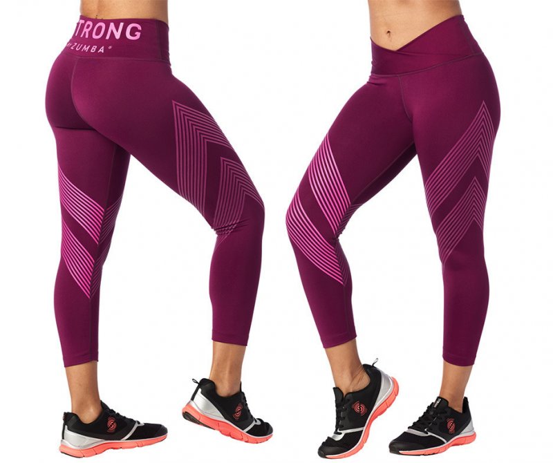 STRONG by Zumba - High Waisted Crop Leggings sz XL - Violet Vibes