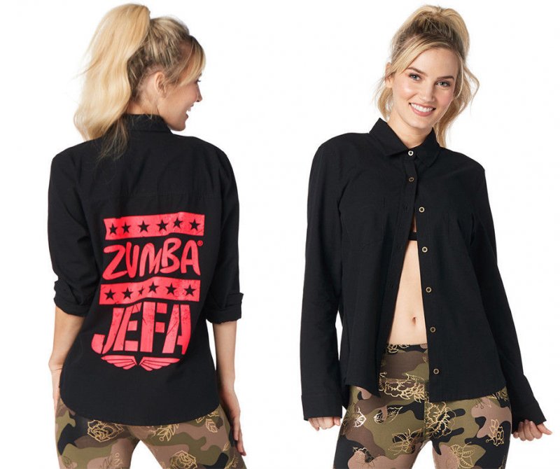 新作♪Zumbaズンバ Zumba Original Button Up - Bold Black Zumba Original Button Up sz XS, Small - Bold Black