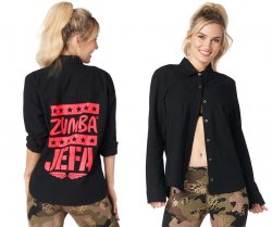 Zumba Jefa Button Down Shirt sz XL only - Bold Black