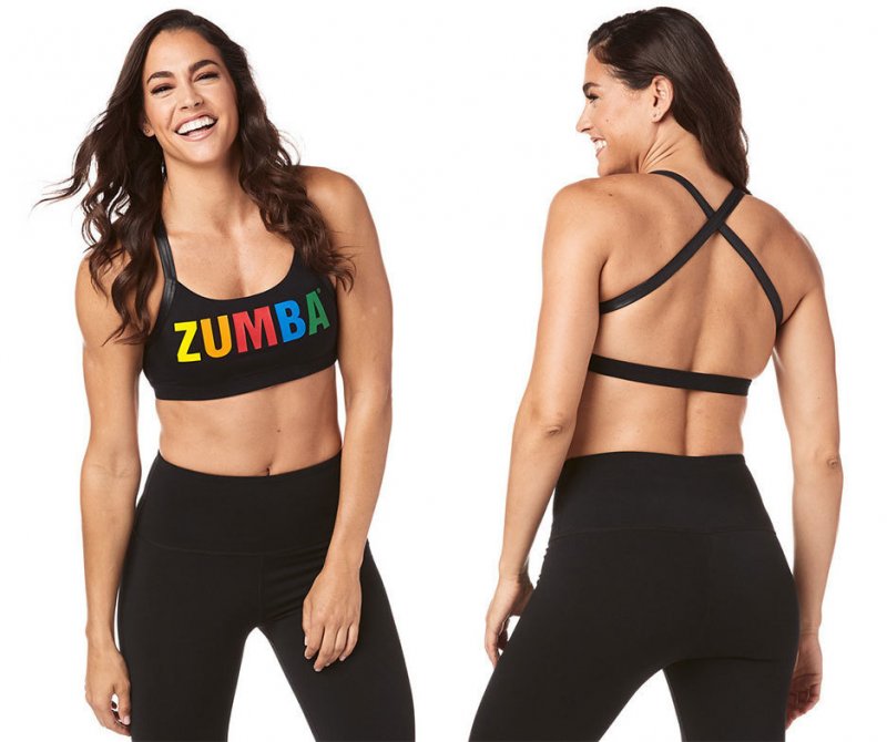 Zumba Varsity Scoop Bra - Bold Black