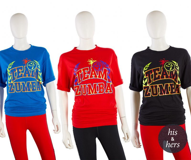 ONE SIZE FITS MOST Zumba Team Zumba Unisex Party Tee - Blue, Red or Black