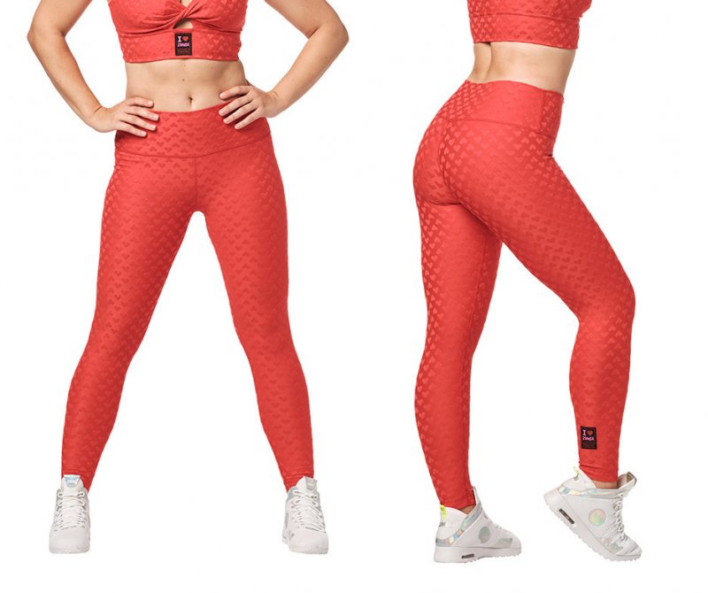 ズンバ Haus High Waisted Ankle Leggings With Drawcord Cherry Zumba Haus High Waisted Ankle Leggings With Drawcord - Red