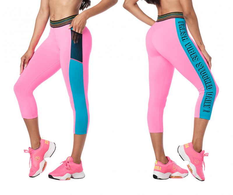 Zumba Pop Capri Leggings Gumball Bright Pink